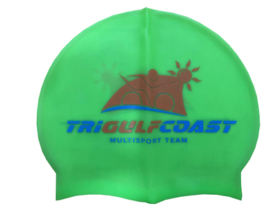 USA customize silicone swim caps with your own logo. Waterproof