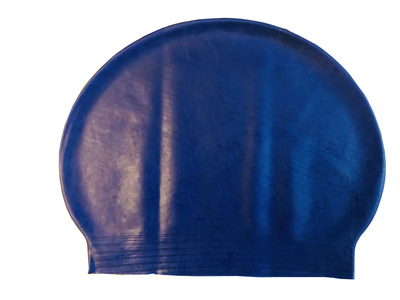 Dark blue printable l pattern latex swimming cap, bulk custom soft design