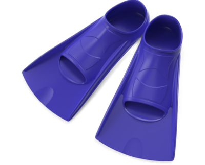 Pure silicone swimming fins for diving, strength training, mass customization.